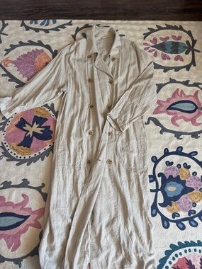 Free people Beige/tan Long Linen Trench Coat - Women